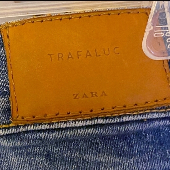 Zara Trafaluc Denimwear Red Green Side Varsity Stripe Jeans Womens 2 Frayed Hem - Picture 10 of 12